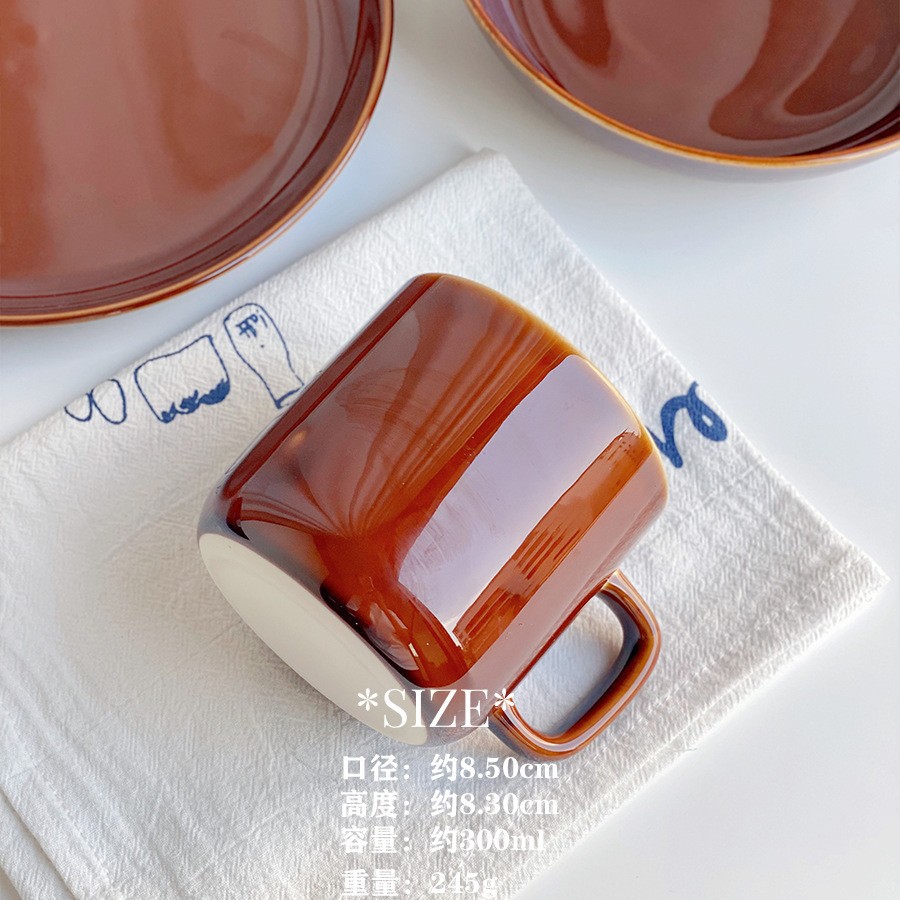 Tazón de caramelo retro japonés, plato de pastel doméstico, tazón de ensalada de taza de café, tazón de cerámica sólida, vajilla doméstica
