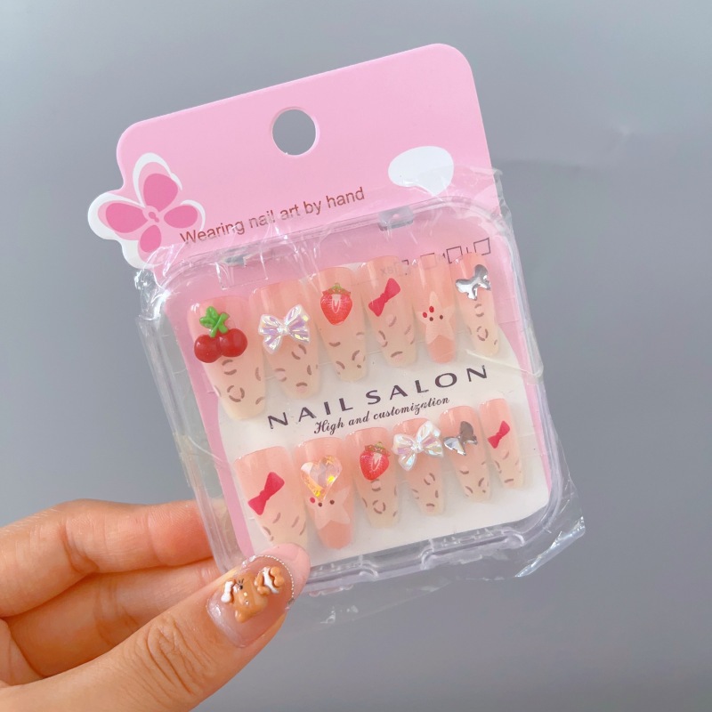 Niños que usan dibujos animados lindos 2025 nuevas niñas largas pegatinas de uñas blanquear niñas pegatinas de uñas para estudiantes de primaria