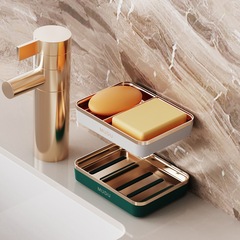 Light Luxury Soap Dish, Home Bathroom Wall-Mounted Soap Box, Laundry Soap Storage Container, Vanity-Top Divided Soap Rack