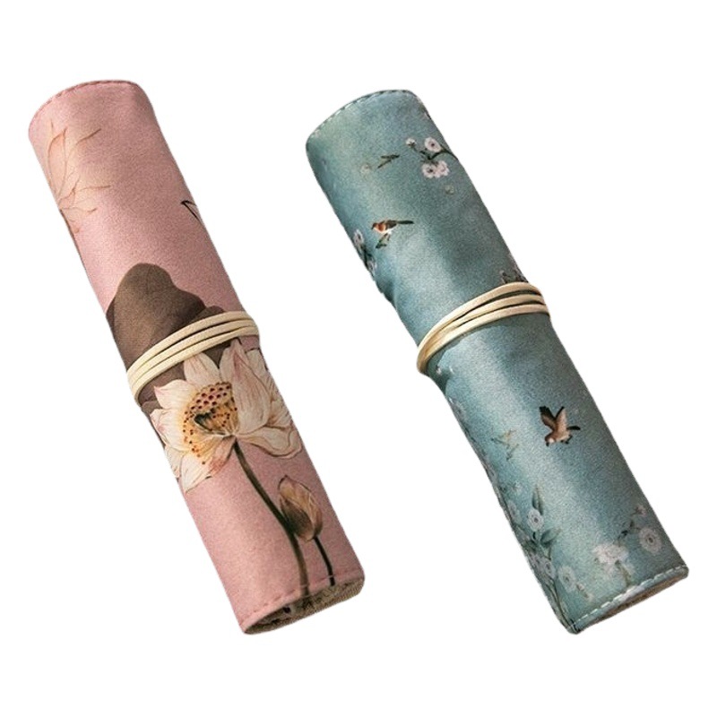 Teñido de seda estilo Palacio caja lápiz estilo antiguo Serie 4 creativo retro gran capacidad papelería bolsa almacenamiento para estudiantes