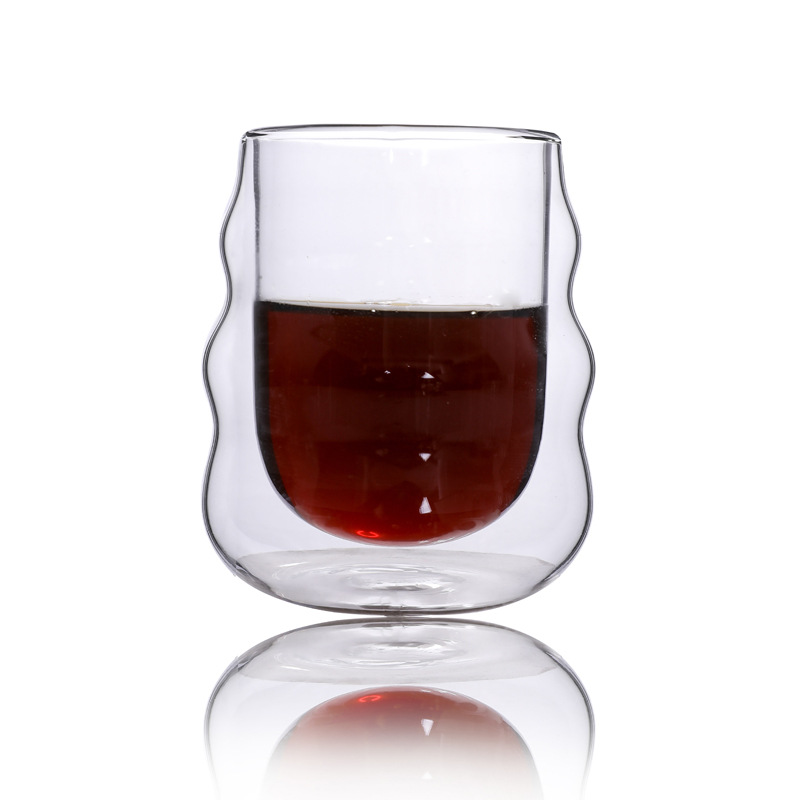 Vidrio borosilicato lindo taza de leche de doble capa taza de agua del hogar taza de jugo de doble capa de agua aislada taza de vidrio transparente