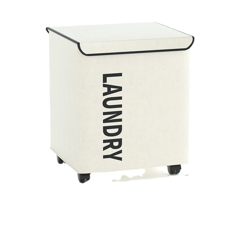 Foldable Laundry Basket Storage Box, Large Fabric Hamper with Lid & Wheels