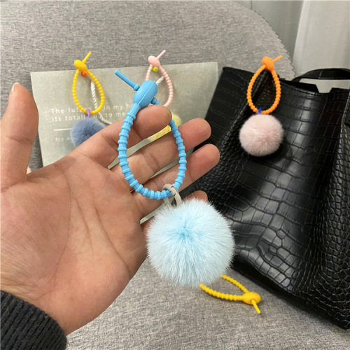 Creative Cute Plush Bag Charm Candy Color Girly Keychain Car Keychain Phone Case Accessory