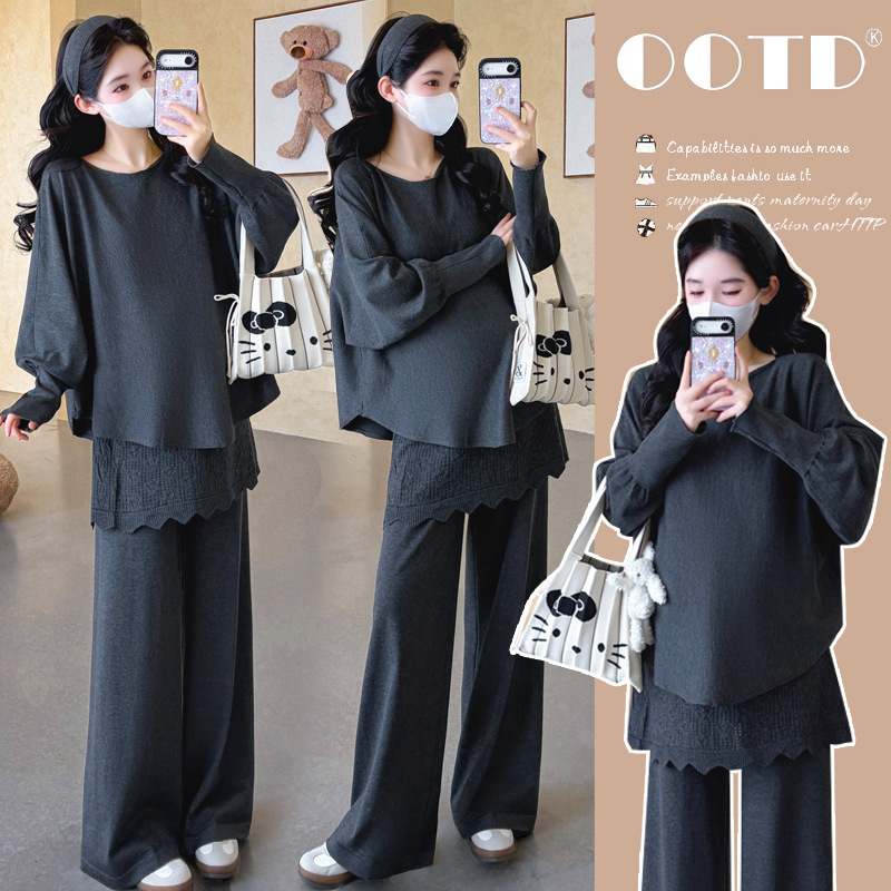 2026 Spring New Maternity Knitted Batwing Top with Skirt Set Korean Style Relaxed and Loose Outfit 2026 Spring New Maternity Knitted Batwing Top with Skirt Set Korean Style Relaxed and Loose Outfit