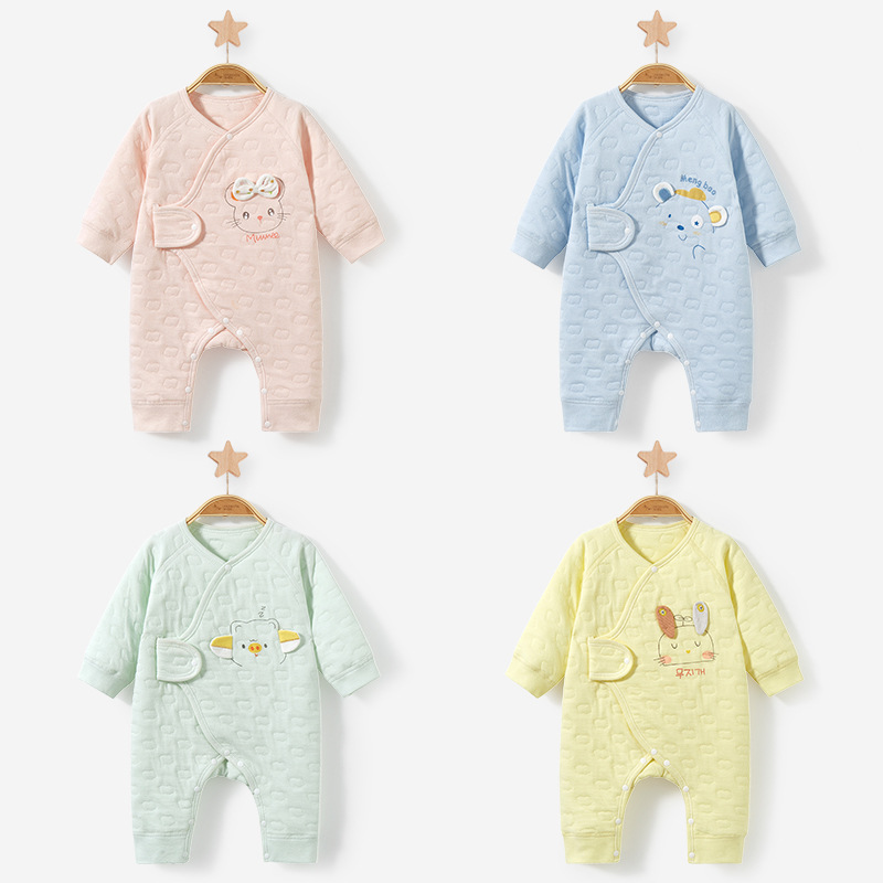 Ropa de recién nacido Primavera, otoño e invierno Bebé acolchado otoño mameluco recién nacido hombres y mujeres traje caliente bebé mono image 2