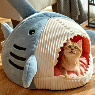 Factory Direct Supply Cat Nest, Winter Warm Enclosed Trendy Shark Nest for Cats and Dogs, Safe and Suitable for All Seasons