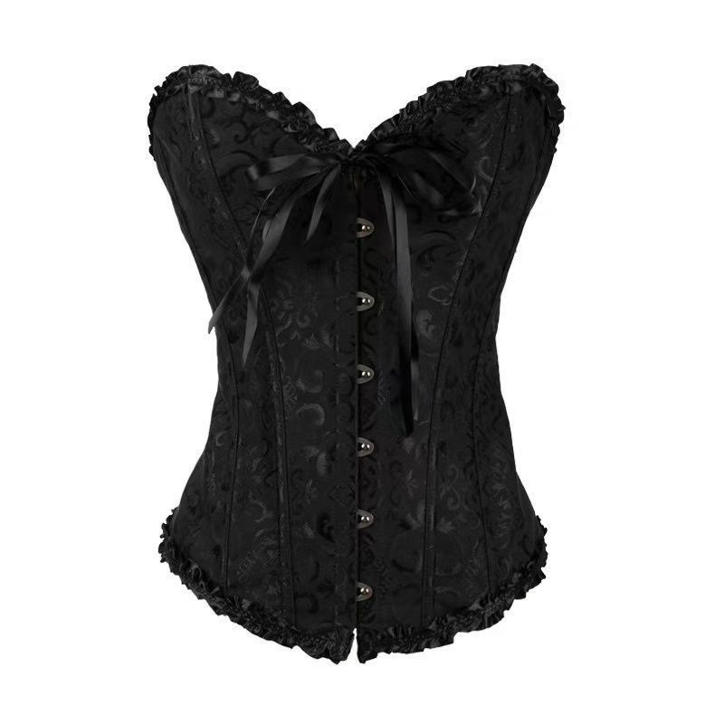 French-Style Court Jacquard Corset, Vintage Fishbone Bust-Lifting Shapewear, Outerwear Corset