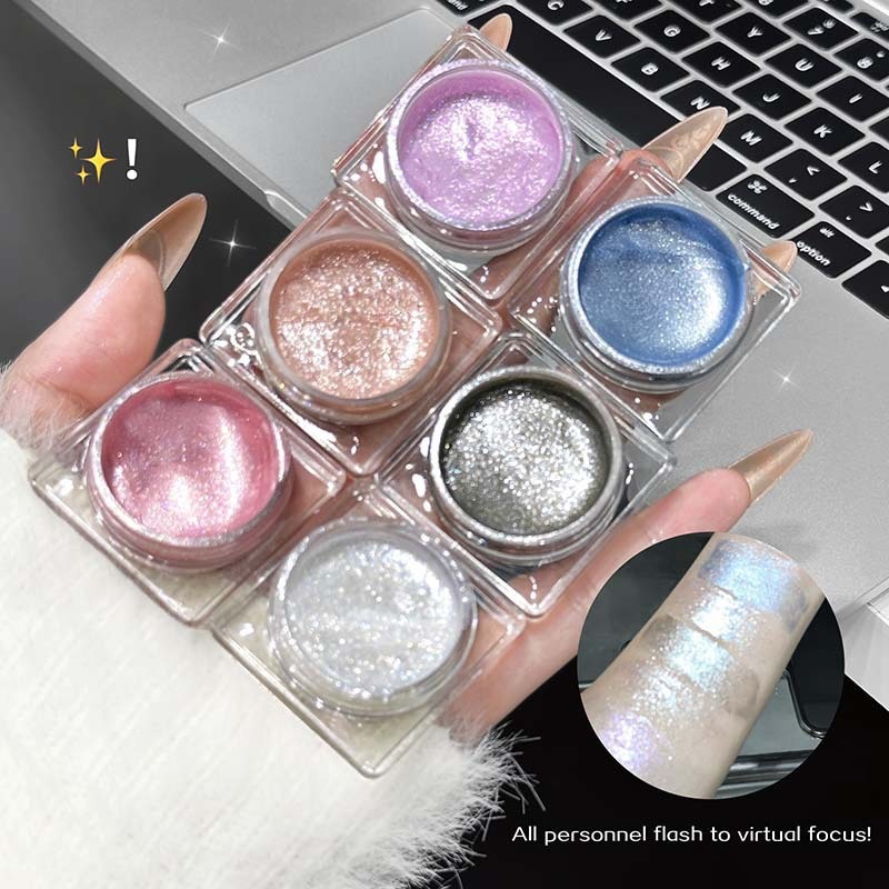 CAPPUVINI Shimmering Diamond Hydrating Highlighter Liquid, Flashing Shattered Diamond Liquid Eyeshadow, Brightening Liquid Highlighter, Shattered Diamond Makeup