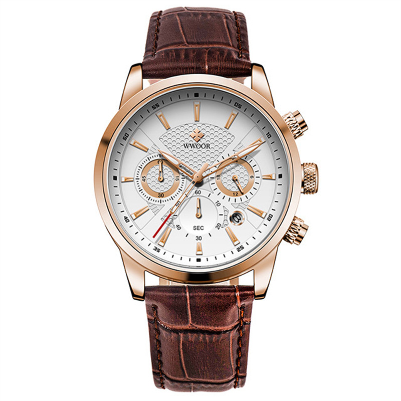WWOOR/Hold Love 8845 nuevo cinturón Calendario de seis pines movimiento de cuarzo luminoso reloj de hombre multifuncional