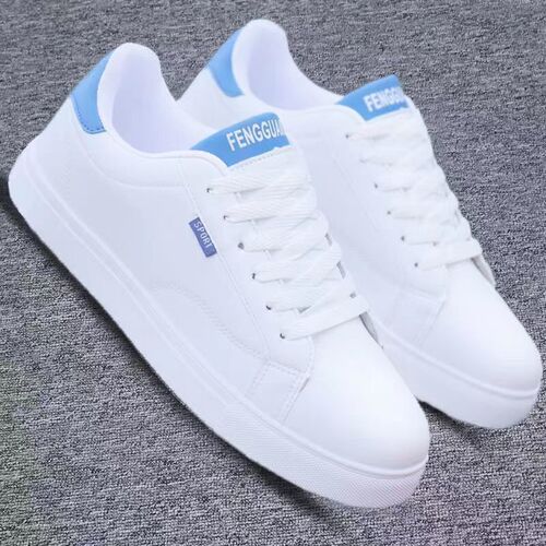 New white shoes for men, trendy and versatile, suitable for middle school students, Korean style, low-top flat sole casual shoes for men
