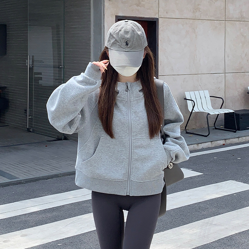 连帽卫衣外套女2025新款春秋款宽松休闲百搭薄款开衫拉链运动上衣|undefined