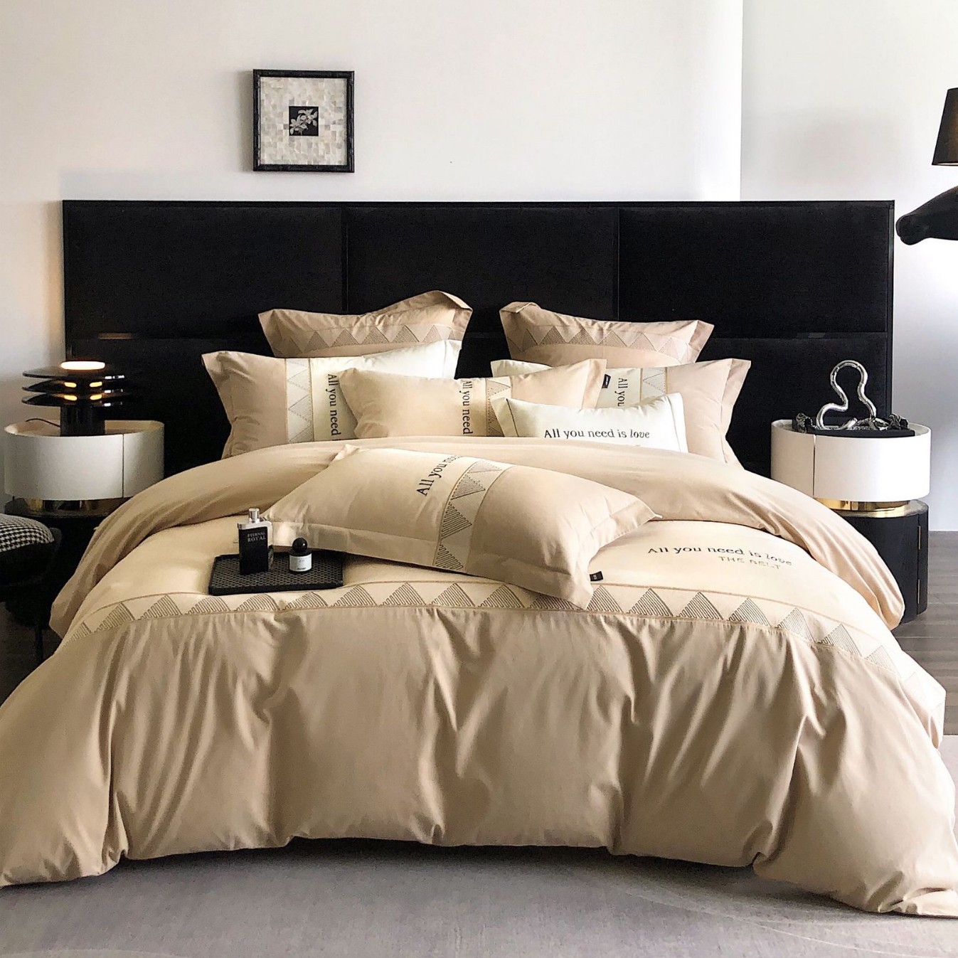 Otoño y invierno A clase espesa bordada algodón de lana larga molida cuatro piezas de algodón puro sábanas de algodón de tres piezas de tela doméstica 4