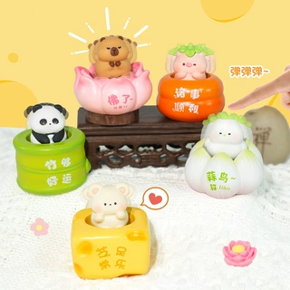潮玩心愿弹弹乐盲盒桌面摆件创意可爱办公室工位解压装饰儿童礼物