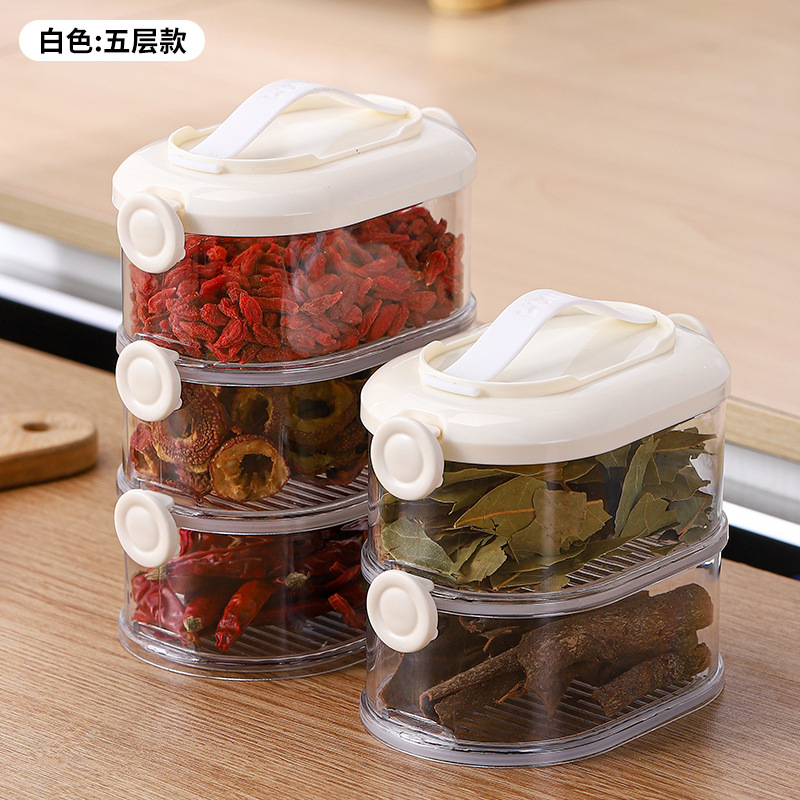 [Caja de especias apilable espesada] caja de almacenamiento de cocina cebolla doméstica, jengibre y ajo crujiente fruta seca y nueces caja sellada