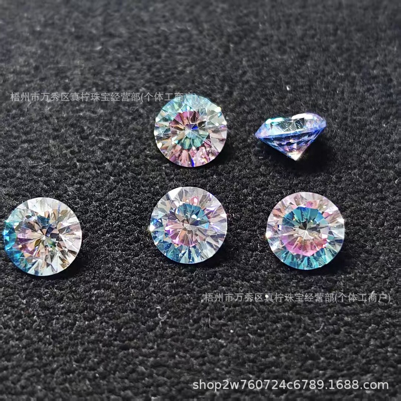 4-8mm Eight Hearts Eight Arrows Fire Gradient High Carbon Diamond 5A Iridescent Zircon Gemstone Inlaid Main Stone Loose Stone Hot-Selling Item