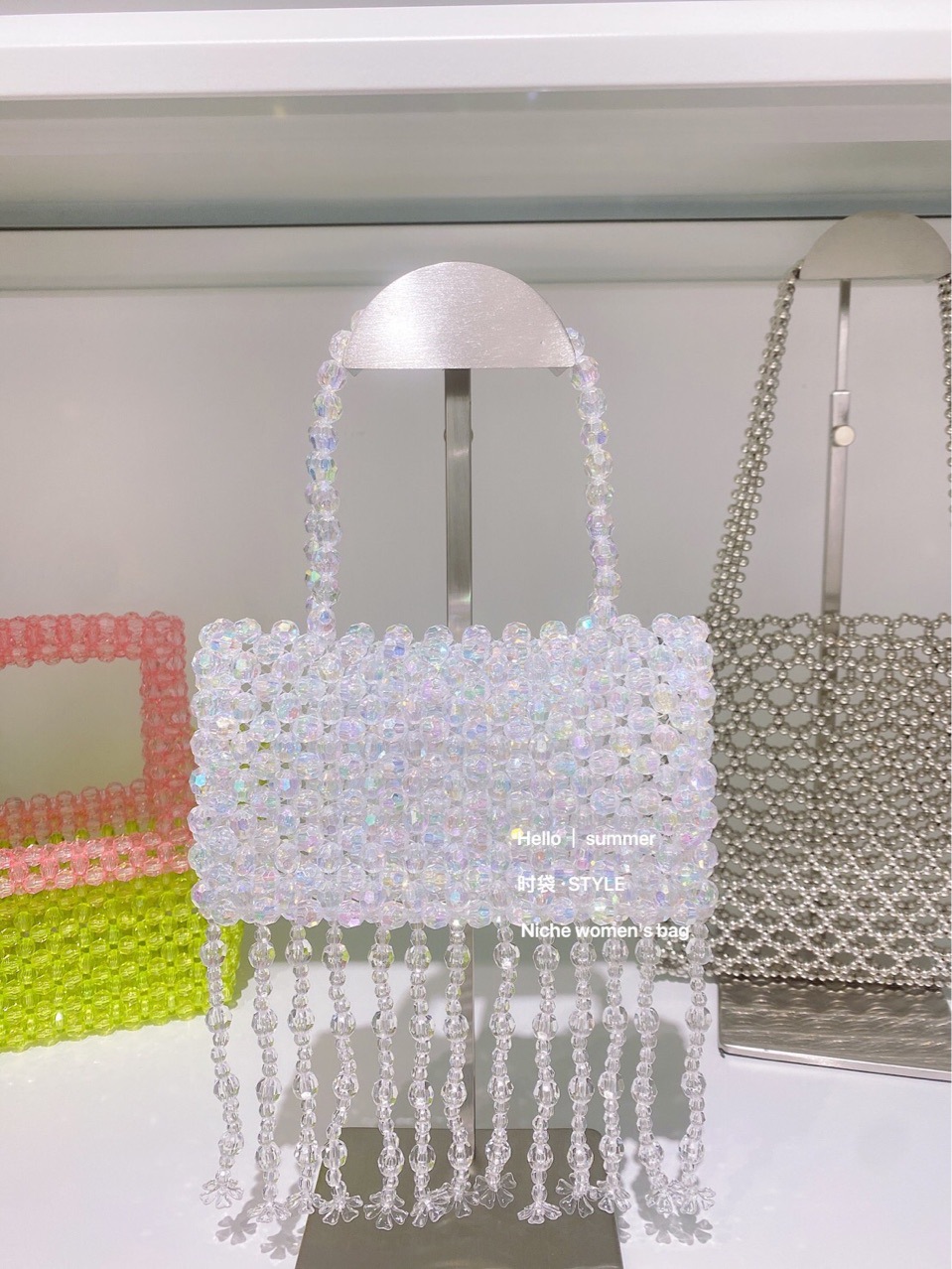 acrylic bag with tassels