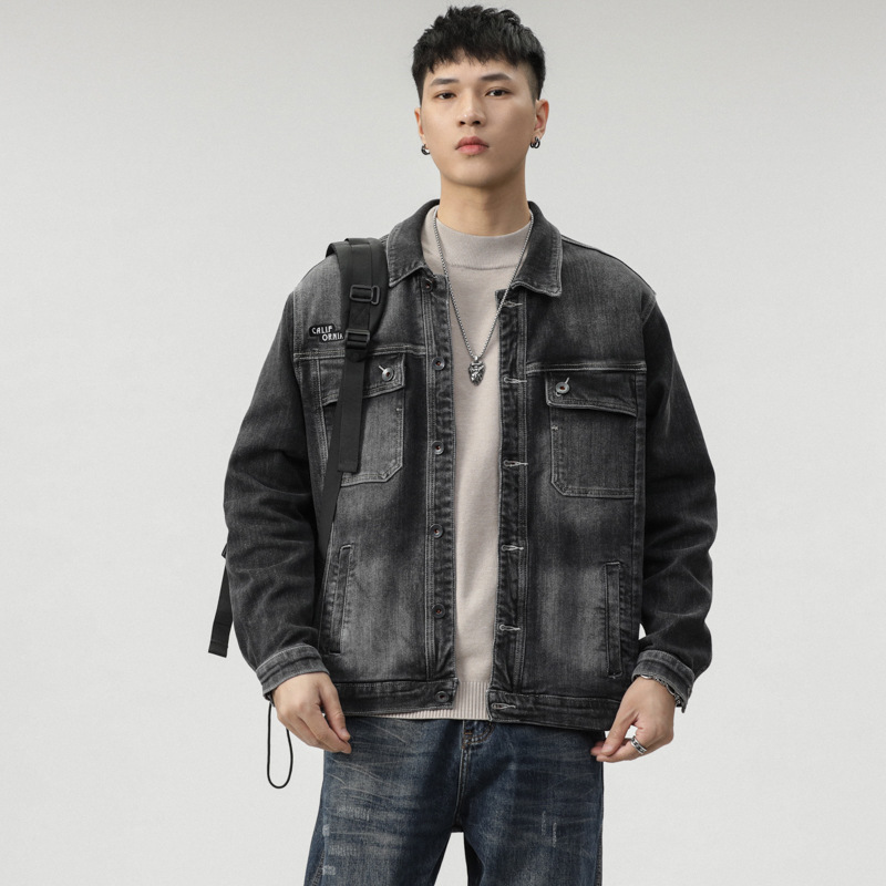 Veste transfrontalière pour hommes d'Amazon portant une veste en jean Joker chemise décontractée tendance pour hommes personnalité mince pour hommes_voghion.com