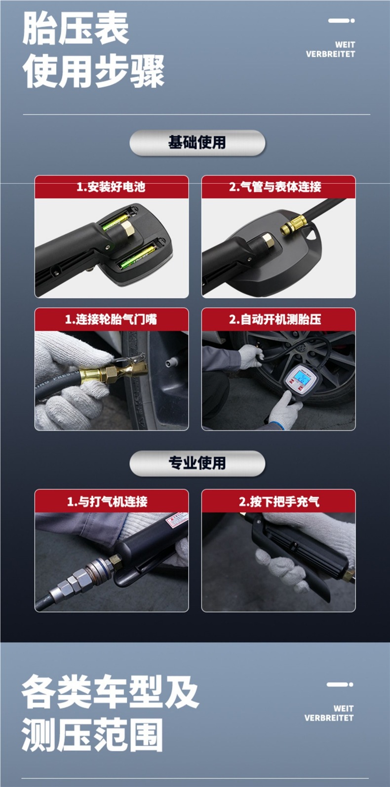 High Precision Tire Pressure Gauge Inflator with Digital Display