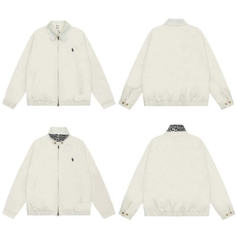 Новинка осени 2024, топы с вышитым логотипом RL Pony, лучшие в стиле ретро, однотонные топы на молнии с лацканами, топ