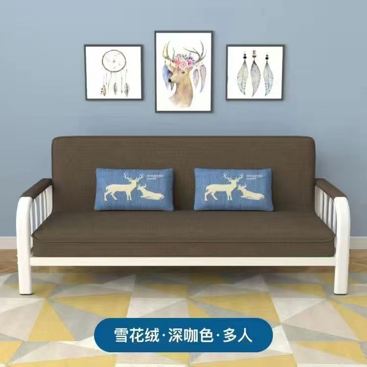 Small Apartment Multifunctional Sofa Bed for Rental, Dual-Purpose Fabric Iron Frame Folding Integrated Bed in Stock
