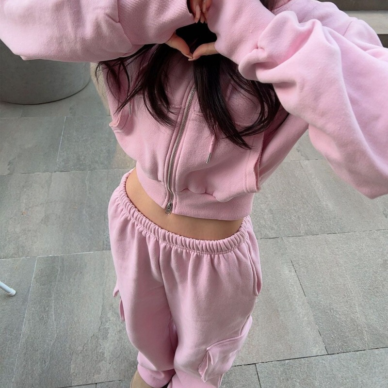 Spring and Autumn Korean Style 2026 New Short Sweatshirt and Pants Two-Piece Set, Fashionable Design Casual Sportswear Suit for Women