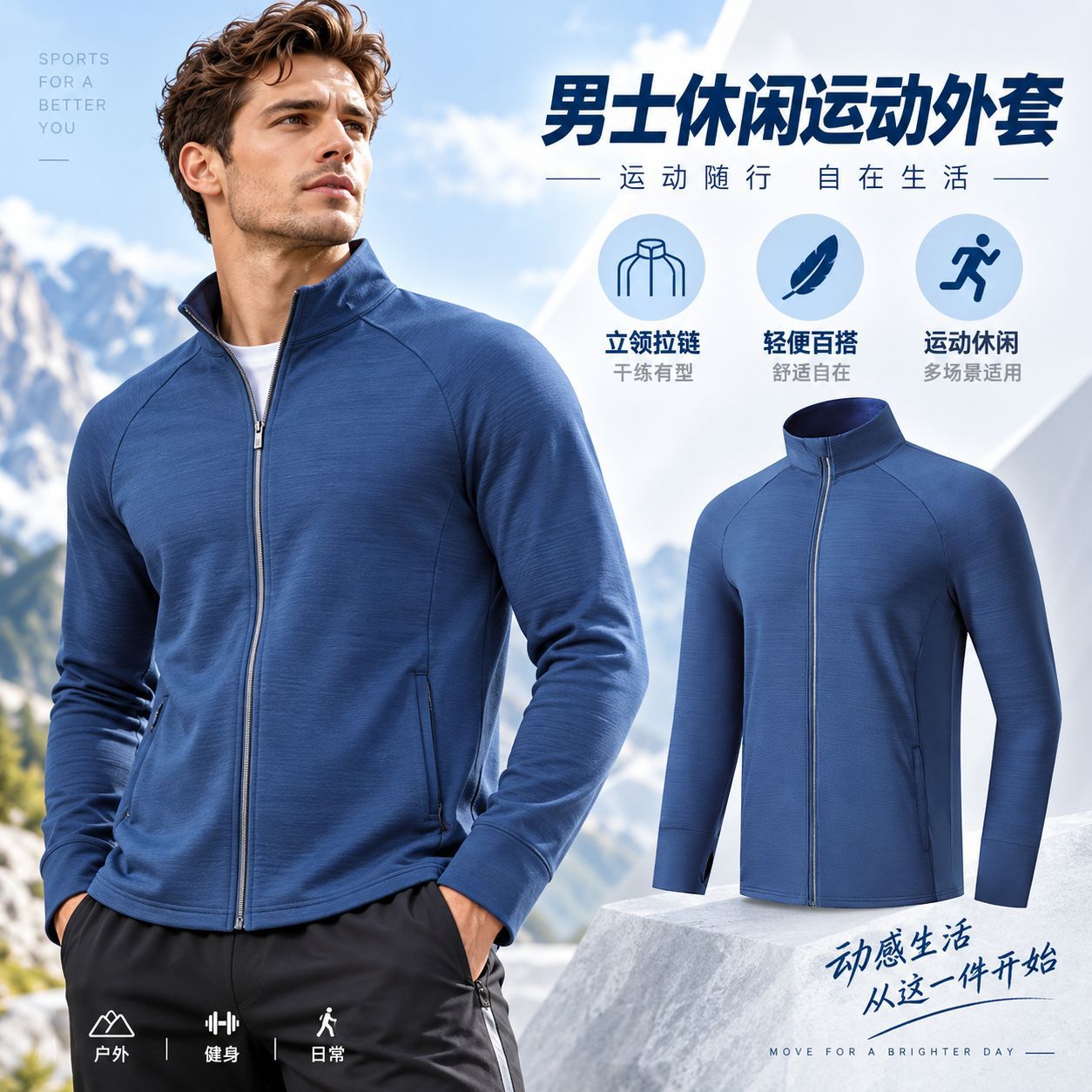 Men's autumn and winter casual sports jacket, quick-drying, elastic, suitable for fitness, running, outdoor training, long-sleeved, open-front design