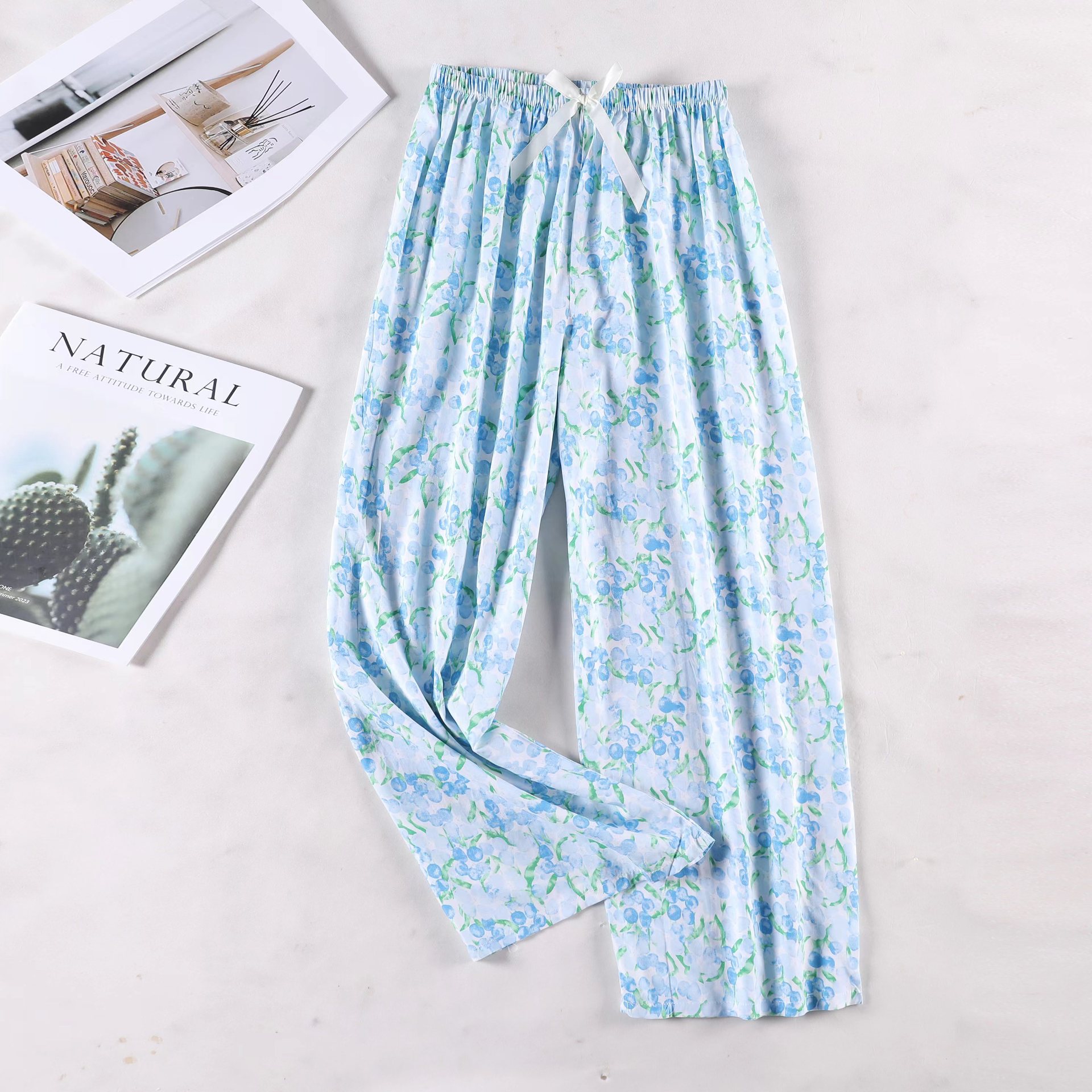 Pantalones de pijama de algodón de verano sueltos para mujeres embarazadas pantalones de piernas anchas colgantes sensación de nueve pantalones para el hogar se pueden usar fuera