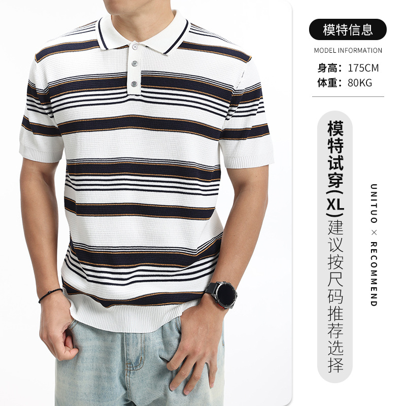 Hombres nuevos rayos de hielo polo camiseta de manga corta para hombres de alto nivel vieja camiseta casuales de verano de moda de hombre