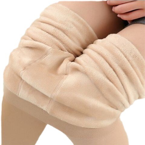 Autumn and winter velvet one-piece pants in winter, thick leggings, high waist, no seam, no inverted velvet, women's warm boots