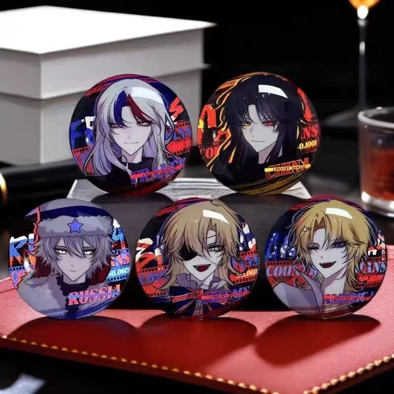 National Personification Ch Five常 Reflective Badge Series Anime Style Tinplate Pin Accessories National Personification Ch Five常 Reflective Badge Series Anime Style Tinplate Pin Accessories