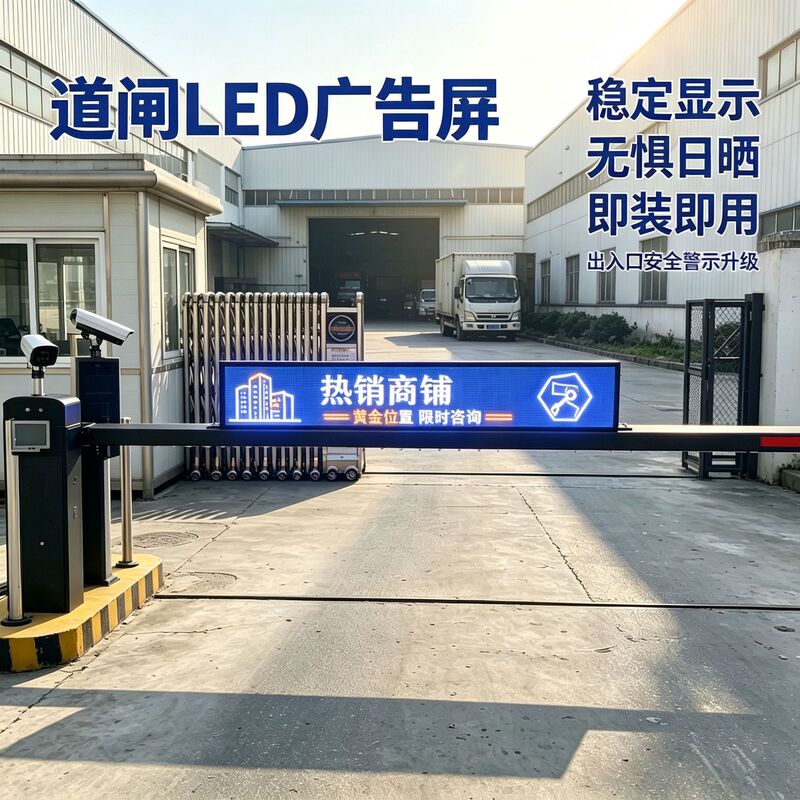 Park gate barrier LED electronic screen, parking lot advertising display for revenue generation, waterproof and sun-resistant barrier advertising screen