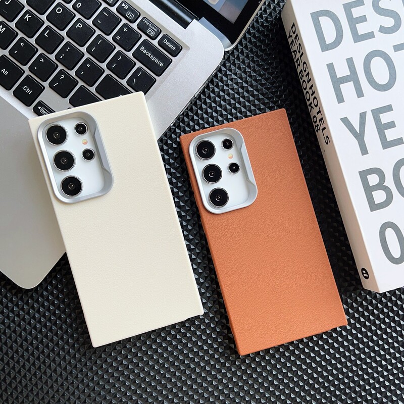Suitable for Samsung S26U Mobile Phone Case, Simple Plain Leather Texture S24Fe Protective Cover, New Model S25A37A56, Soft and High-End Feel