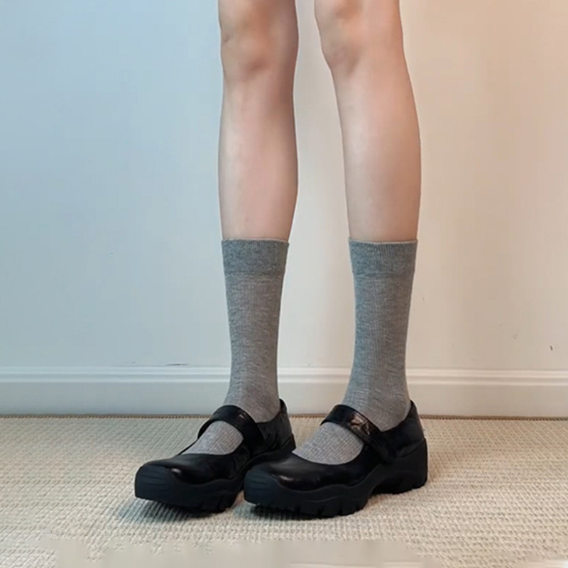 水洗牛皮~真皮复古厚底魔术贴浅口单鞋女2025新款玛丽珍鞋小皮鞋|undefined