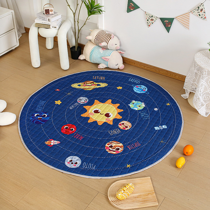 Cross-Border Ins Style Cotton Toy Invisible Storage Floor Mat Round Children's Non-Slip Cartoon Mat Game Mat Available for Wholesale