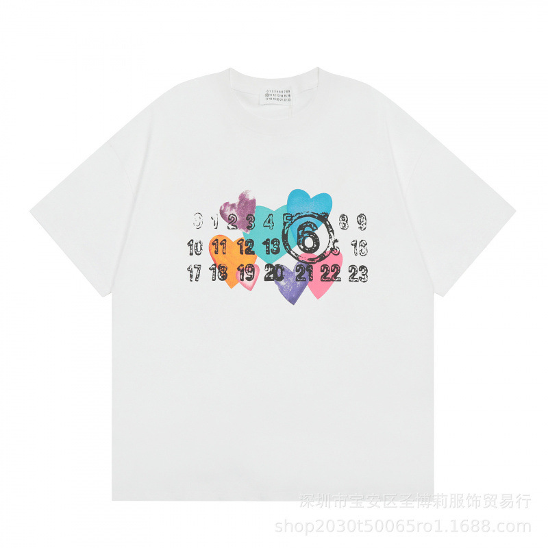 クロスボーダー メゾン マルジェラ マルジェラ デジタル プリント MM6 ピュアコットン 高品質 メンズ Tシャツ レディース 半袖 トレンド|undefined