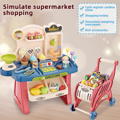 ヨーロッパの売れ筋子供用ままごとおもちゃシミュレーションミニスーパーマーケットレジショッピングカートドロップシッピング卸売