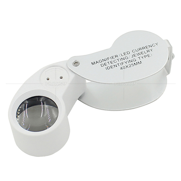 铝合金属40倍led灯放大镜 折叠式紫光灯珠宝古玩字画珠宝钻石鉴赏