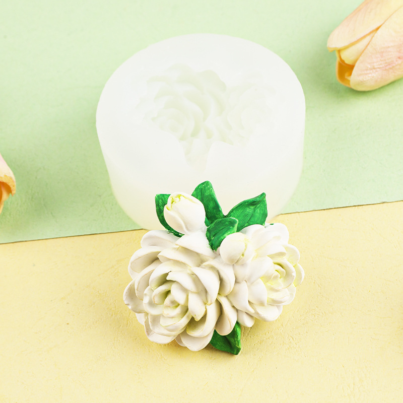 Gardenia epoxi decoración molde de silicona coche aromaterapia yeso decoración molde hecho a mano fondant chocolate para hornear