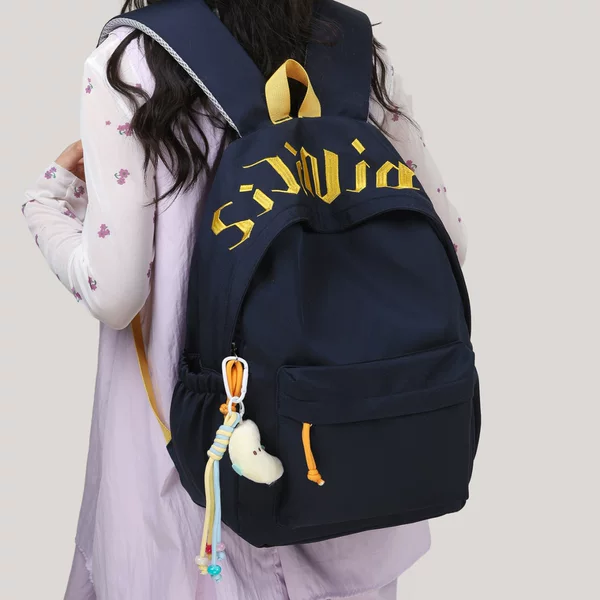 Spring and Summer School Bag Letter Backpack for Women 2026 New Model Student Large Capacity Simple Backpack for Junior High School Girls Color-Blocking