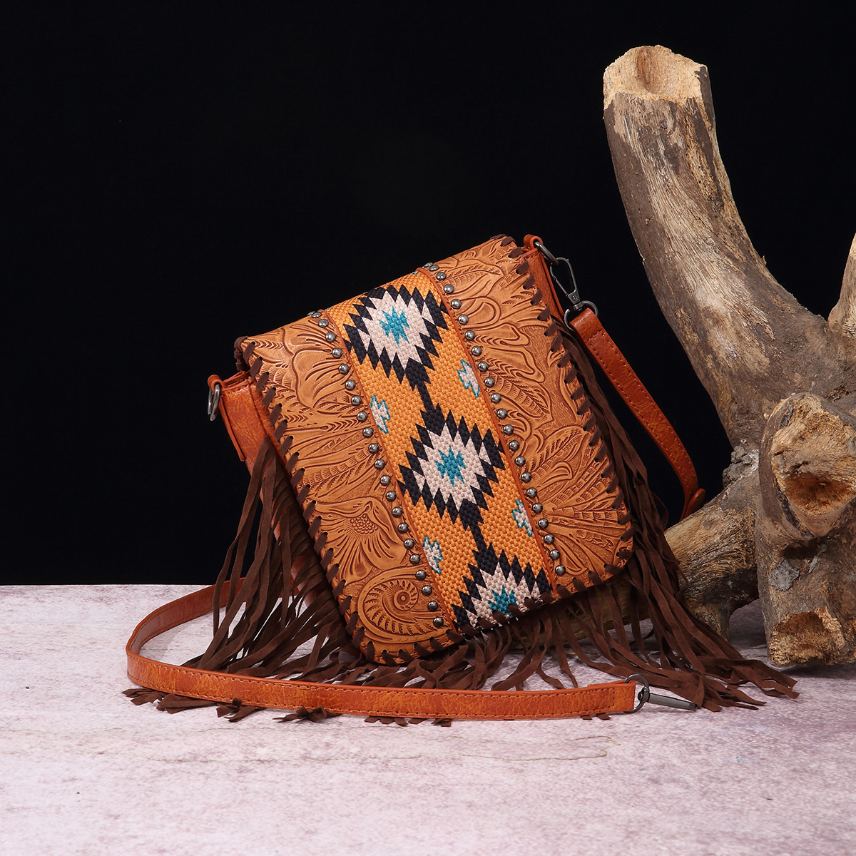 Borse a tracolla per donna Borsa a tracolla in pelle bohémien stampata vintage europea e americana in cotone e lino Borsa da donna alla moda personalizzata_voghion.com