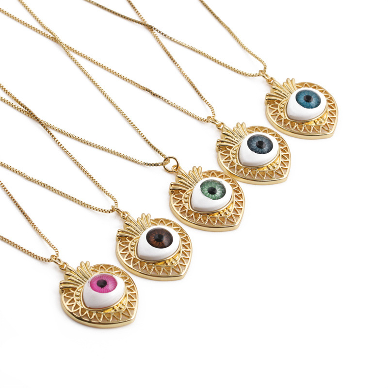 fashion hollow eye heart copper necklace wholesale nihaojewelry