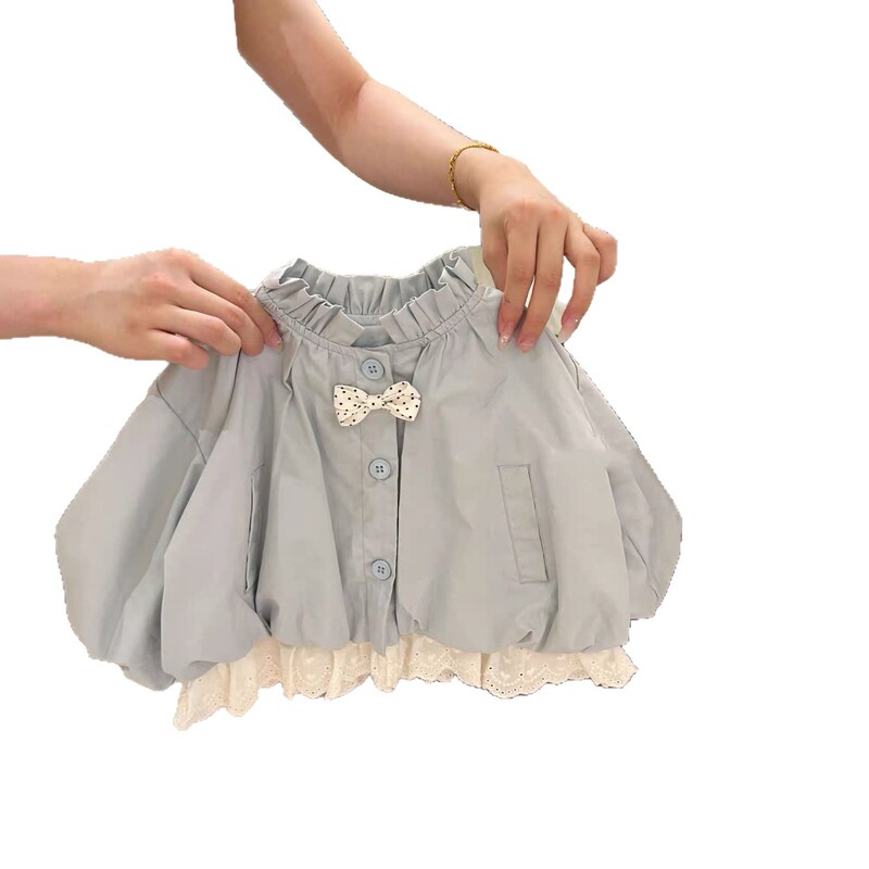 Girls' Trench Coat Autumn 2025 New Stylish Korean Version Lace Splicing Ruffle Top for Baby Girls Girls' Trench Coat Autumn 2025 New Stylish Korean Version Lace Splicing Ruffle Top for Baby Girls