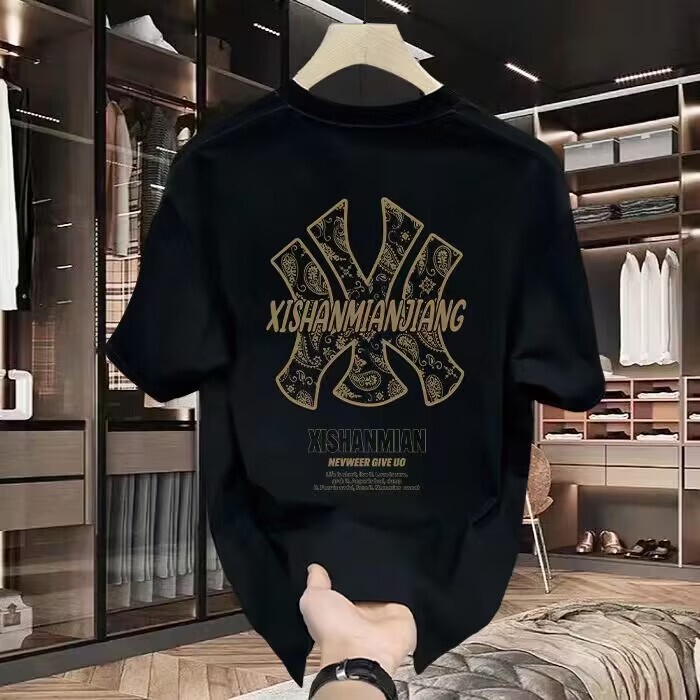 8XL Super plus size Crewneck Widened Extra-large All-match Printed Short-sleeved Loose Cotton T-shirt Trendy Ins Top