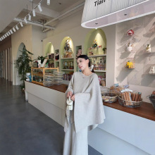 外贸款针织套装女2025秋冬新款慵懒风气质显瘦毛衣连衣裙两件套装