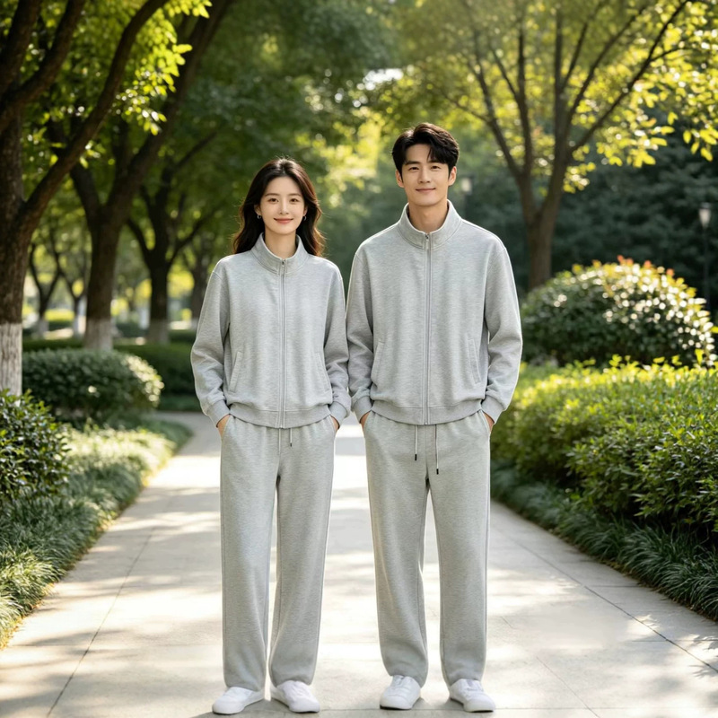300G Solid Color Stand Collar Zipper Cardigan Casual Sports Sweatshirt Set Loose Plus Size Couple's Two-Piece Long Sleeve Outfit 300G Solid Color Stand Collar Zipper Cardigan Casual Sports Sweatshirt Set Loose Plus Size Couple's Two-Piece Long Sleeve Outfit