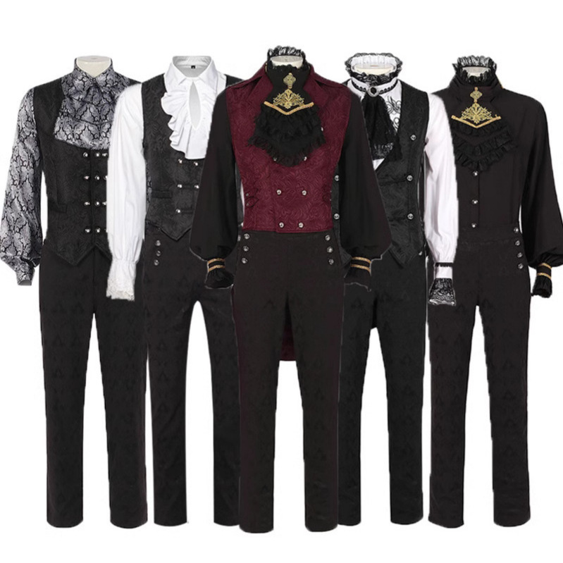 2025 New Arrival Men's Spring Medieval Retro Court Style Dress suit Vest Shirt Pants Men's Clothing 2025 New Arrival Men's Spring Medieval Retro Court Style Dress suit Vest Shirt Pants Men's Clothing