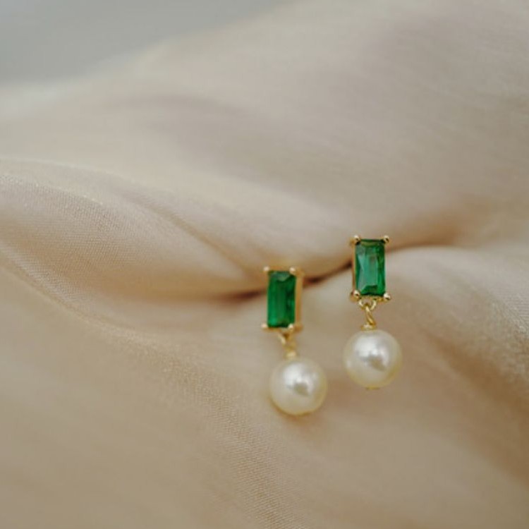Holiday, Street Occasion Freshwater Pearl Material 1 Pair Retro Geometric Freshwater Pearl Inlay Gem Women's Drop Earrings