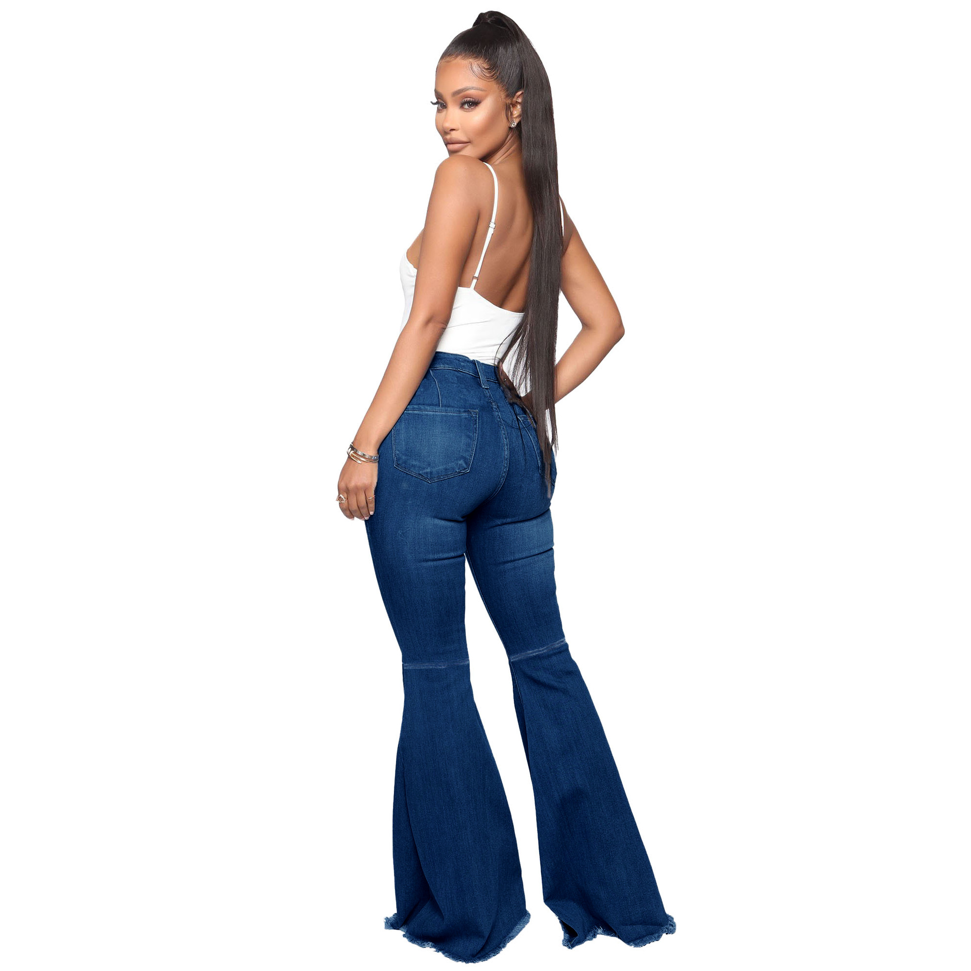 Femmes Du Quotidien Style Simple Couleur Unie Toute La Longueur Lavé Pantalon Évasé Jeans display picture 12