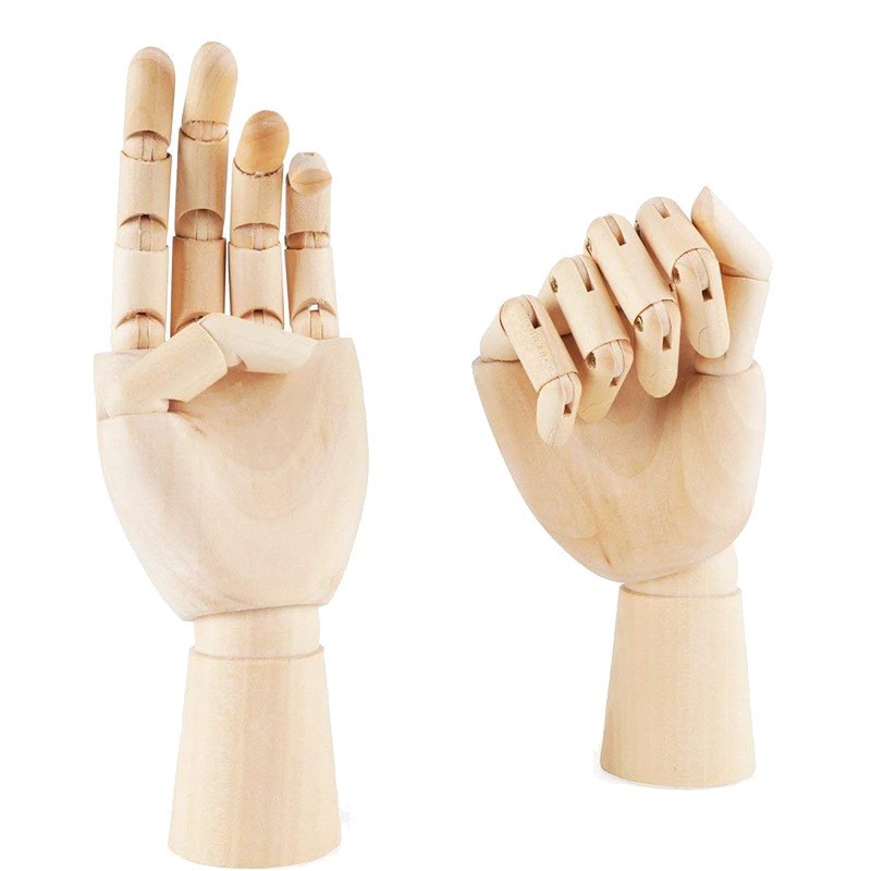 Muñeca de madera de 12 pulgadas móvil flexible de madera conjunta imitación de la mano Cuerpo Humano boceto modelo de marioneta para la pintura del arte
