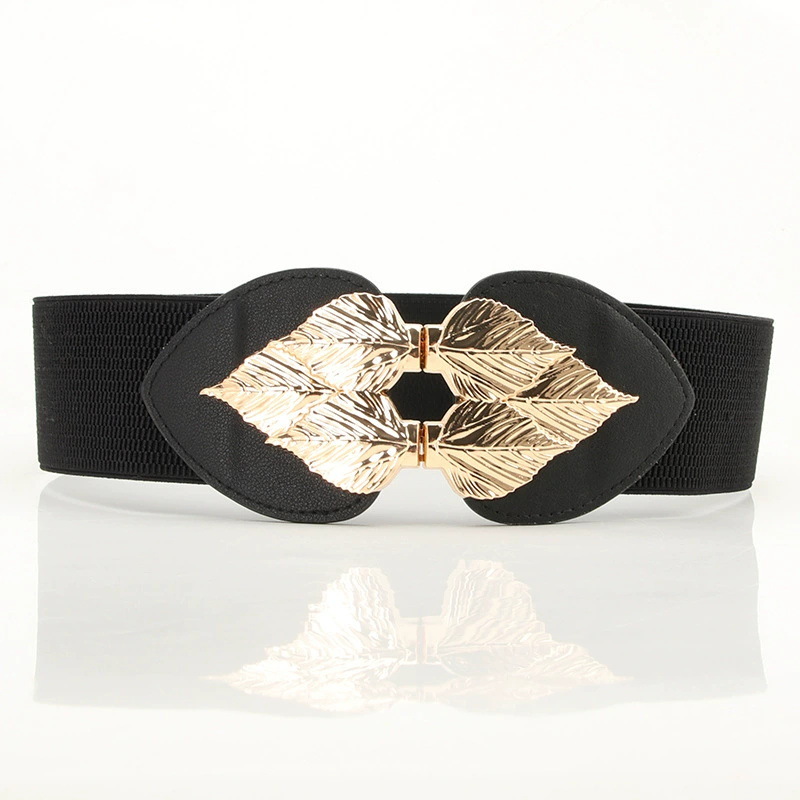 Hoja de oro vestido elástico cinturón de dama europea y americana cinturón elástico falda decoración de cintura cinturón de moda